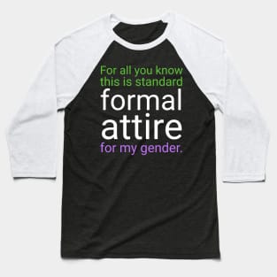 Formal Attire - Green over Purple Baseball T-Shirt